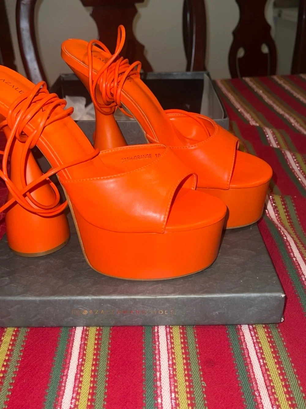 Women’s Orange Lace-Up Platform Heels